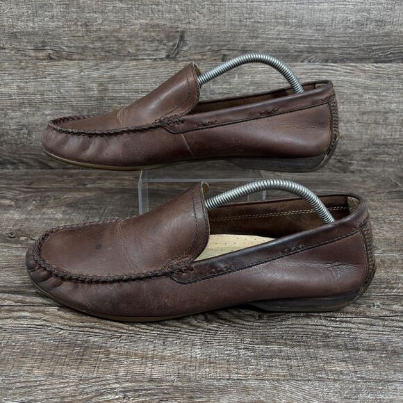 Frye Lewis Venetian Moccasin Loafers Men\'s 10.5 Brown Leather Slip On Shoes main image 8